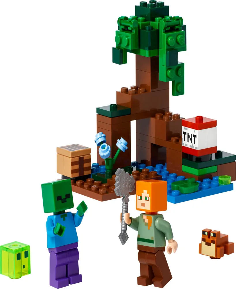 Lego Minecraft The Swamp Adventure 21240 Toy Building Set with Alex, Zombie, Slime Block and Frog Figures