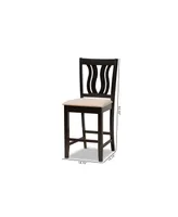 Baxton Studio Fenton Modern and Contemporary Transitional 2-Piece Fabric Upholstered and Finished Wood Counter Stool Set