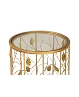 Baxton Studio Anaya Modern and Contemporary Glam 23.6" Brushed Finished Metal and Glass Leaf Accent End Table - Gold