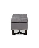 Baxton Studio Esther Modern and Contemporary Velvet Fabric Upholstered and Finished Wood Storage Ottoman