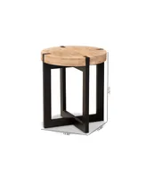 Baxton Studio Horace Rustic and Industrial 15.7" Finished Wood and Finished Metal End Table