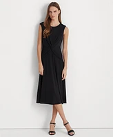 Lauren Ralph Women's Twist-Front Cap-Sleeve Stretch Jersey Dress