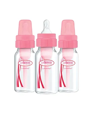 Dr. Browns Natural Flow Anti-Colic Baby Bottles, Pink, 4oz, 3 Pack