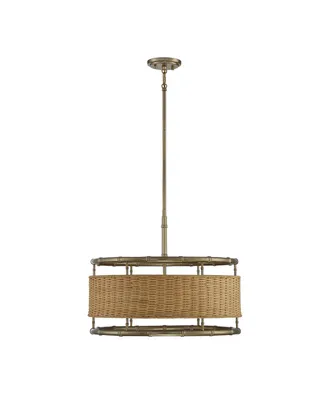 Savoy House Arcadia 6-Light Pendant in Burnished Brass with Natural Rattan