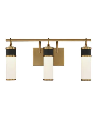 Savoy House Abel 3-Light Led Bathroom Vanity Light in Matte Black with Warm Brass Accents