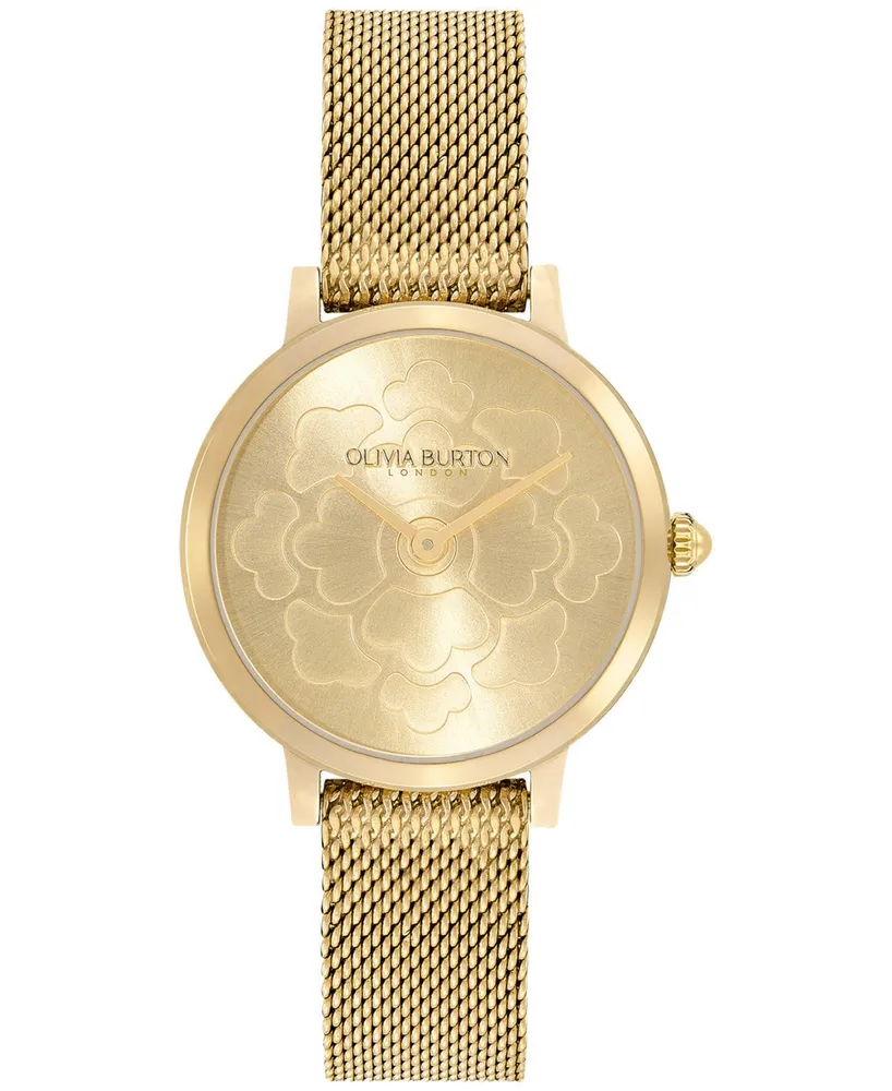 Olivia Burton Women's Ultra Slim Floral Ion Plated Gold-Tone Steel Watch 28mm
