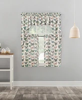 Magdalena Butterfly Print Sheer Rod Pocket Kitchen Curtain Tier Pair