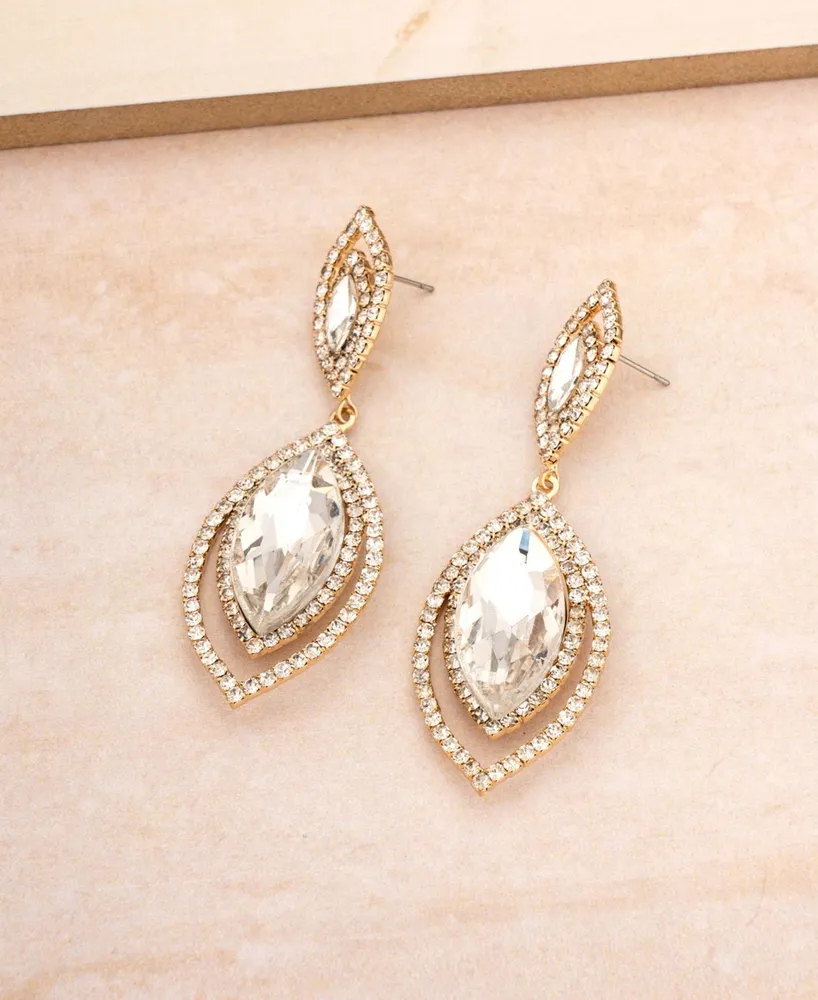 Ettika Timeless Crystal Dangle Earrings in 18K Gold Plating