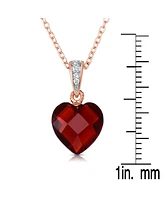 Genevive Sterling Silver Cubic Zirconia Heart shape Necklace