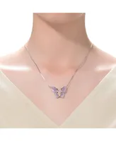 Genevive High Quality Sterling Silver Cubic Zirconia Butterfly Necklace