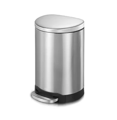 10.6 Gal./40 Liter Stainless Steel Semi-round Step-on Trash Can for Kitchen