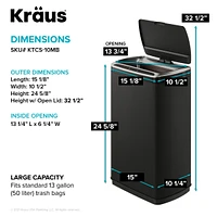 Kraus GarbagePro Rectangular 13 Gallon Touchless Motion Sensor Trash Can