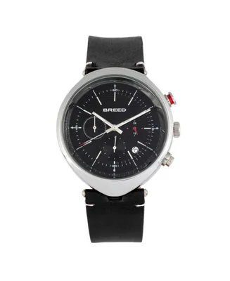 Breed Men Tempest Leather Watch - Black, 43mm