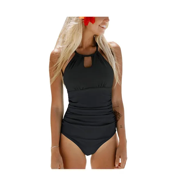 Women's Lace Up Tummy Control One Piece Swimsuit