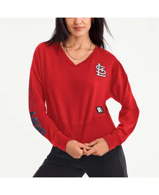 Women's Dkny Sport Red St. Louis Cardinals Lily V-Neck Pullover Sweatshirt