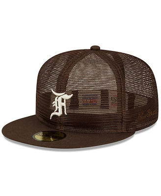 Men's New Era x Fear of God Brown Mesh 59FIFTY Fitted Hat