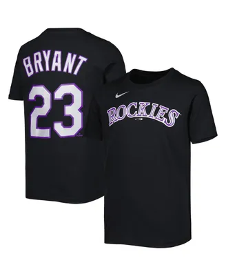 Big Boys Nike Kris Bryant Black Colorado Rockies Player Name and Number T-shirt