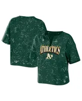 Women's Wear by Erin Andrews Green Oakland Athletics Notch Neck Tie-Dye T-shirt