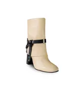 Women's Ivory & Black Premium Leather Boots Nat By Bala Di Gala