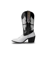 Bala Di Gala Women's Italian Western Black & White Premium Leather Boots Monarch By