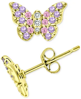 Giani Bernini Multicolor Cubic Zirconia Butterfly Stud Earrings in 18k Gold-Plated Sterling Silver, Created for Macy's