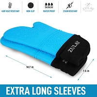 Zulay Kitchen Non Slip Grip Oven Mitts Heat Resistant - Long Protective Gloves