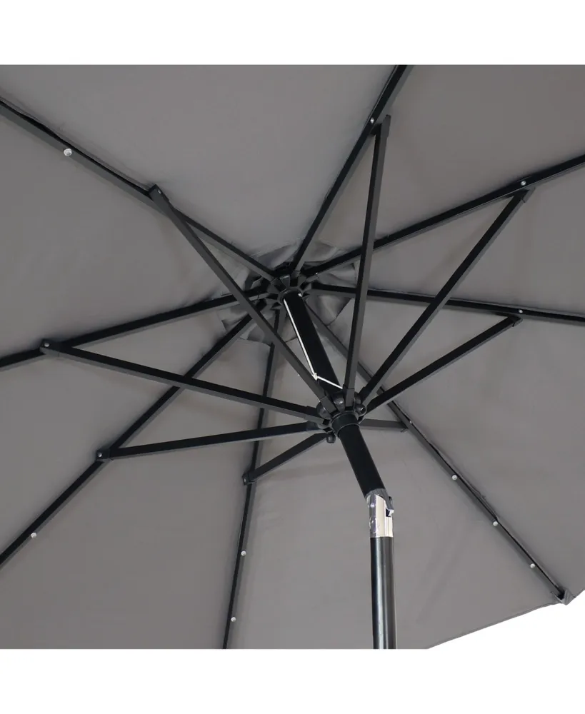 Sunnydaze Decor 9 ft Solar Aluminum Patio Umbrella with Tilt and Crank - Gray