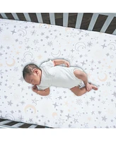 Lambs & Ivy Goodnight Moon 100% Cotton White Fitted Crib Sheet - Moon/Stars