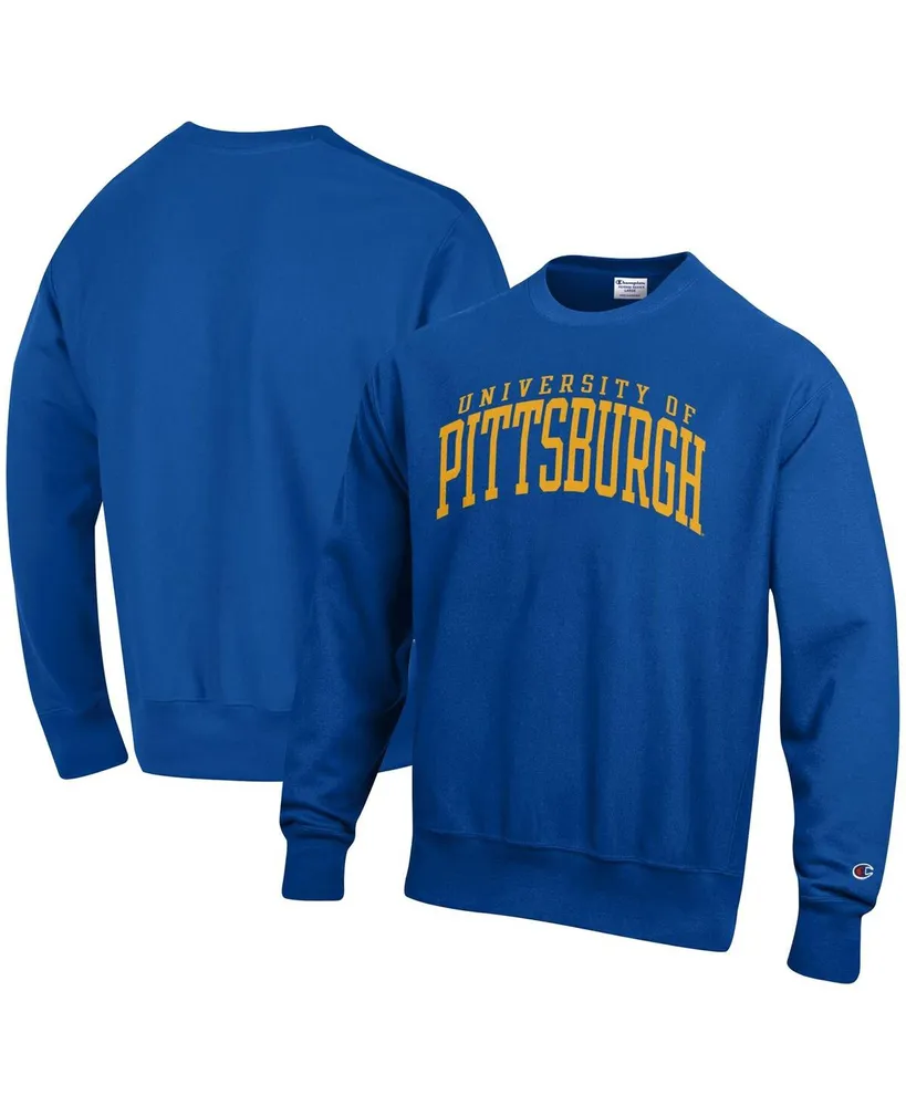 Men's Champion Royal Pitt Panthers Arch Reverse Weave Pullover Sweatshirt