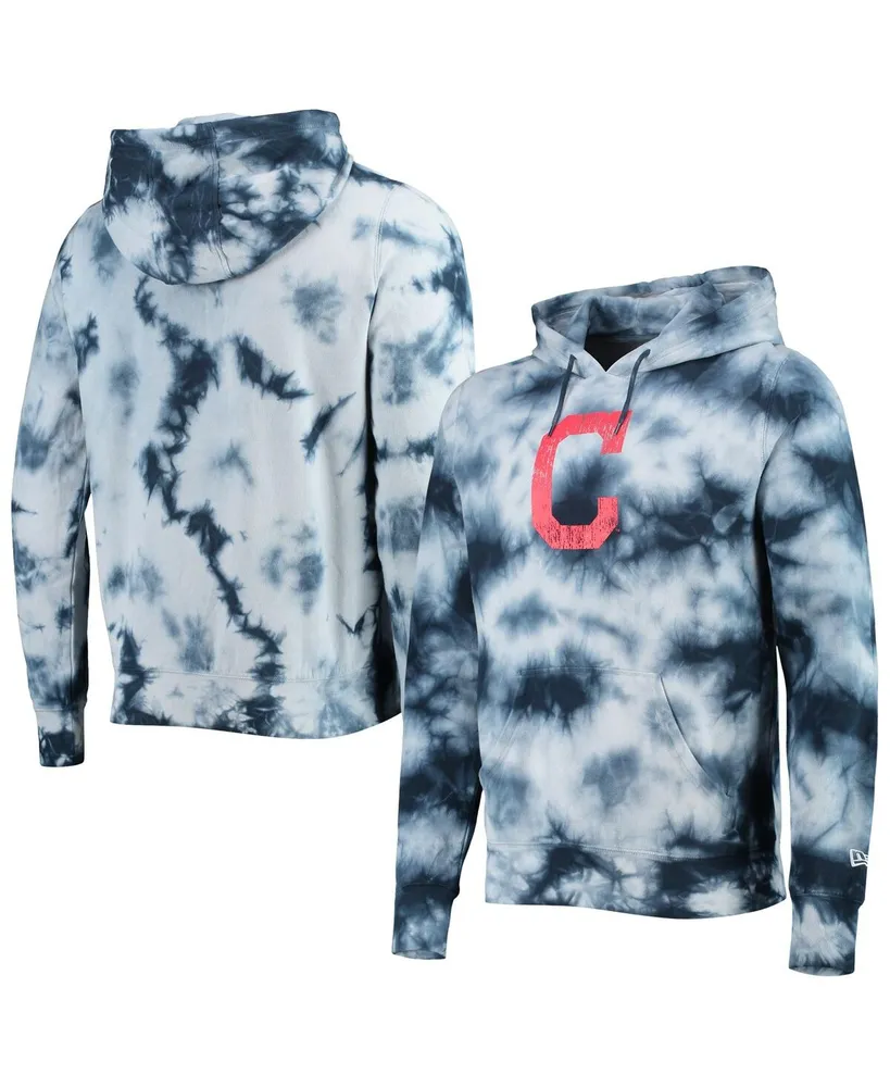 Men's New Era Navy Cleveland Indians Tie-Dye Pullover Hoodie