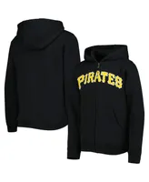 Big Boys and Girls Black Pittsburgh Pirates Wordmark Full-Zip Fleece Hoodie