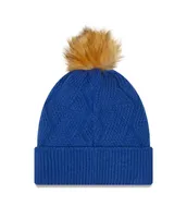 Women's New Era Royal Chicago Cubs Snowy Cuffed Knit Hat with Pom
