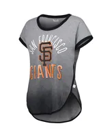 Women's Touch Gray and Black San Francisco Giants Home Run Tri-Blend Short Sleeve T-shirt