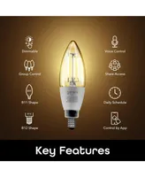 Geeni Lux Edison B11 Filament WiFi Led Smart Bulb, B11 Candelabra, 4W, E12 Base, Dimmable, White Light, Compatible with Amazon Alexa & Google Home