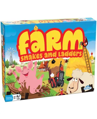 Outset Media Farm Snakes and Ladders No Reading Required, Preschool Kids Board Game, Builds Children's Social Developmental Skills