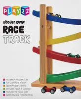 Wooden Car Ramps Race - 4 Level Toy Car Ramp