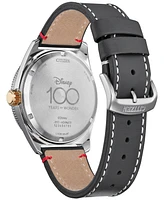 Citizen Eco-Drive Men's Mickey Mouse Club Gray Leather Strap Watch 42mm Box Set