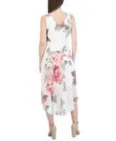 Robbie Bee Petite Printed Chiffon Sleeveless A-Line Midi Dress