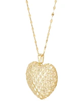 Italian Gold Openwork Heart 18" Pendant Necklace in 10k Gold