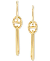 Italian Gold Polished Mariner & Paperclip Link Drop Earrings in 10k Gold