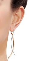 Italian Gold Curved Stick Crossover Drop Earrings in 10k Two-Tone Gold, Created for Macy's