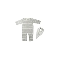 Baby Grey By Everly Grey Baby Girls Neutral Long Sleeve Jersey Romper & Bib Set