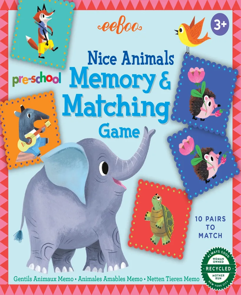 Eeboo Nice Animals Preschool Memory And Matching Game, Ages 3 and more