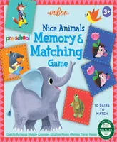 Eeboo Nice Animals Preschool Memory And Matching Game, Ages 3 and more