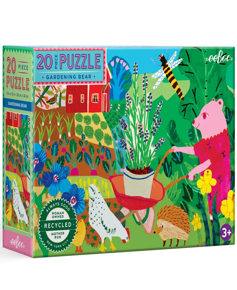 Eeboo Gardening Bear 20 Piece Jigsaw Puzzle Set, Ages 3 and up