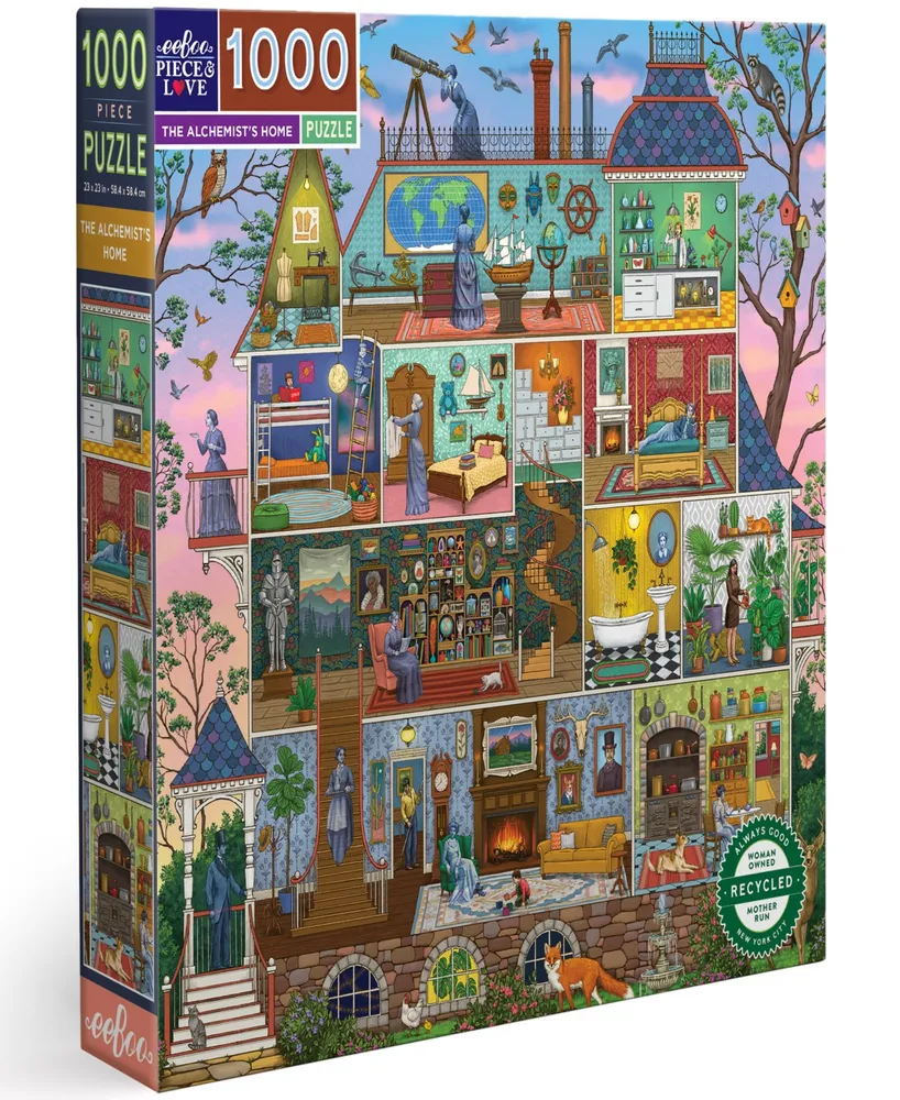 Eeboo Piece And Love The Alchemist's Home 1000 Piece Square Adult Jigsaw Puzzle Set, Ages 14 years and up