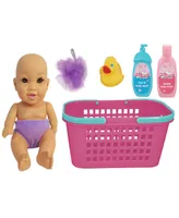 Magic Nursery Bath Caddy 8" Baby Doll Playset Doll With Brown Eyes, New Adventures, Children's Pretend Play, Ages 2 and up