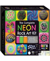 The Complete Neon Rock Art Kit Diy Rock Painting For Kids, Rocks, Brushes, Paint, Stencils included 19 Easy-To-Follow Projects