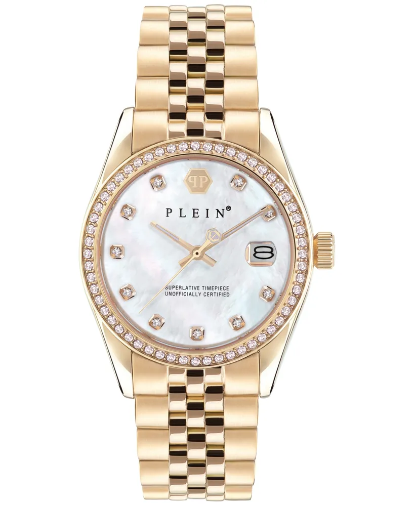 Philipp Plein Women's Date Superlative Gold Ion-Plated Bracelet Watch 34mm