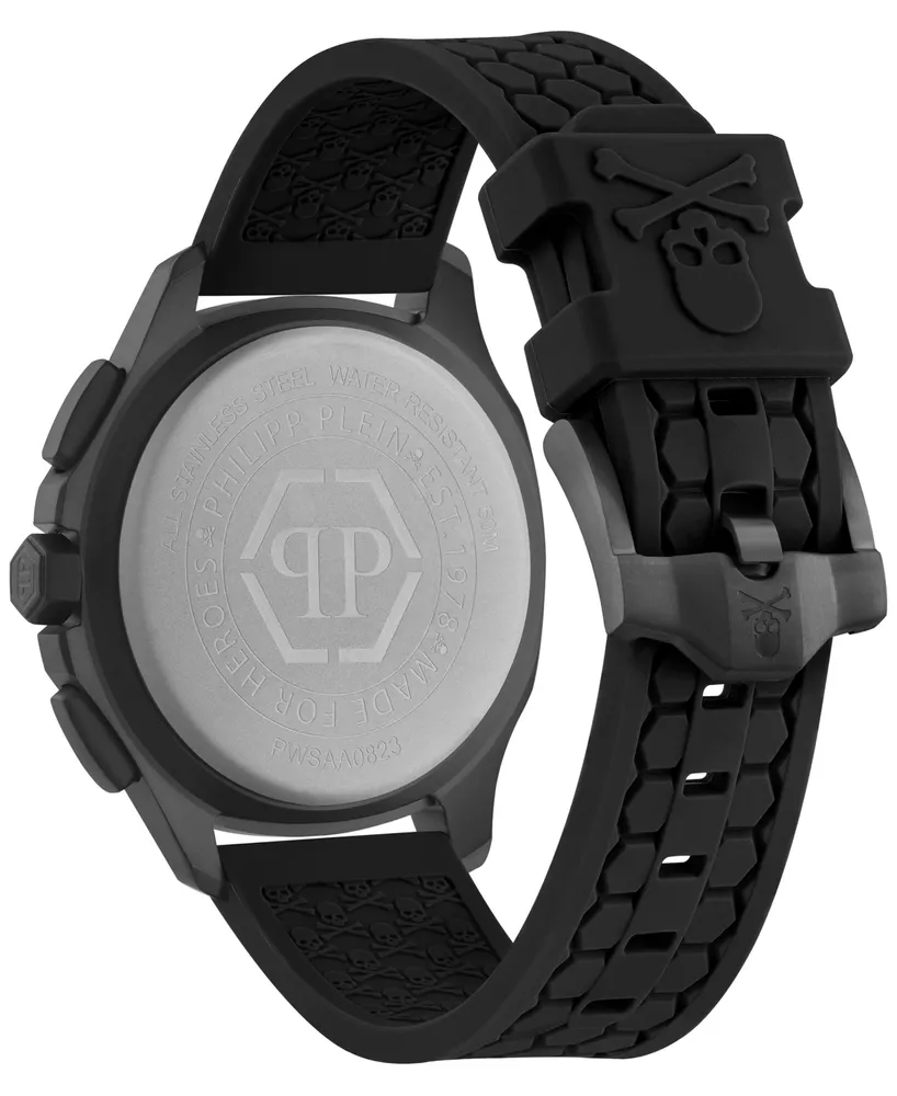 Philipp Plein Men's Chronograph Spectre Black Silicone Strap Watch 44mm